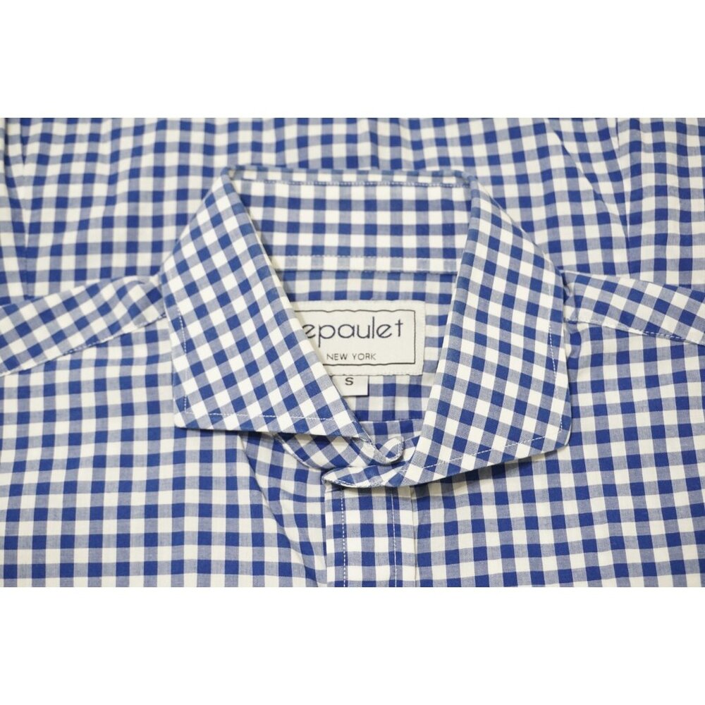 Epaulet New York White Blue Gingham Button Up Casual Mens Cotton Shirt Sz S